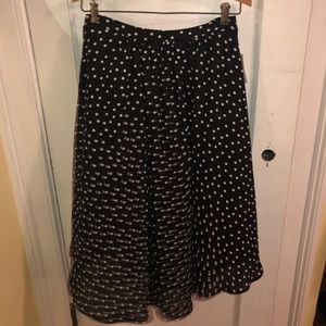 Bobeau Black and White Polka Dot Midi Skirt